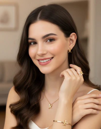 Golden Pearl Emblem Jewelry Set