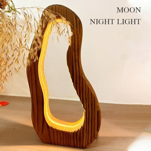 Hollow Design LED Simple Style Desktop Wooden Table Lamp